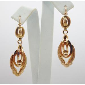 Gold Earrings, Circa 1900.