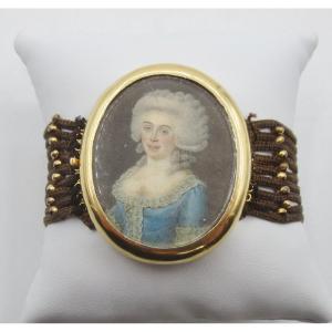 Bracelet or et cheveux, XVIIIe siècle. 