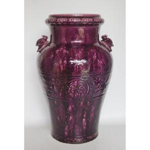 Vase Art Nouveau en faïence de Longwy.