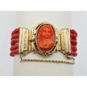 Coral And Vermeil Bracelet, 19th Century.
