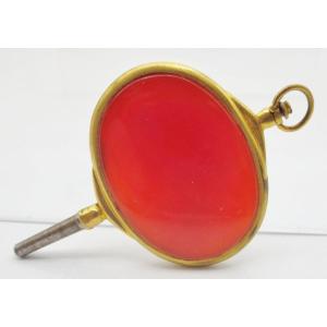 Watch Key, Orange Agate, And Pompon, Early 19th Century.