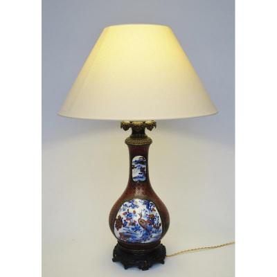 Lampe, Porcelaine Et Laque, Japon XIXe Siècle.