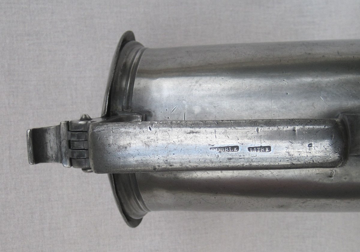 2 L Capacity Measure Of The Decimal Metric System, In Pewter. 1825-1830.-photo-3