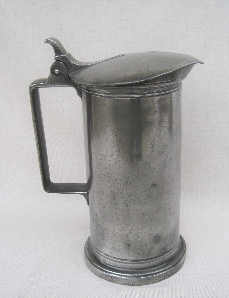 2 L Capacity Measure Of The Decimal Metric System, In Pewter. 1825-1830.-photo-5