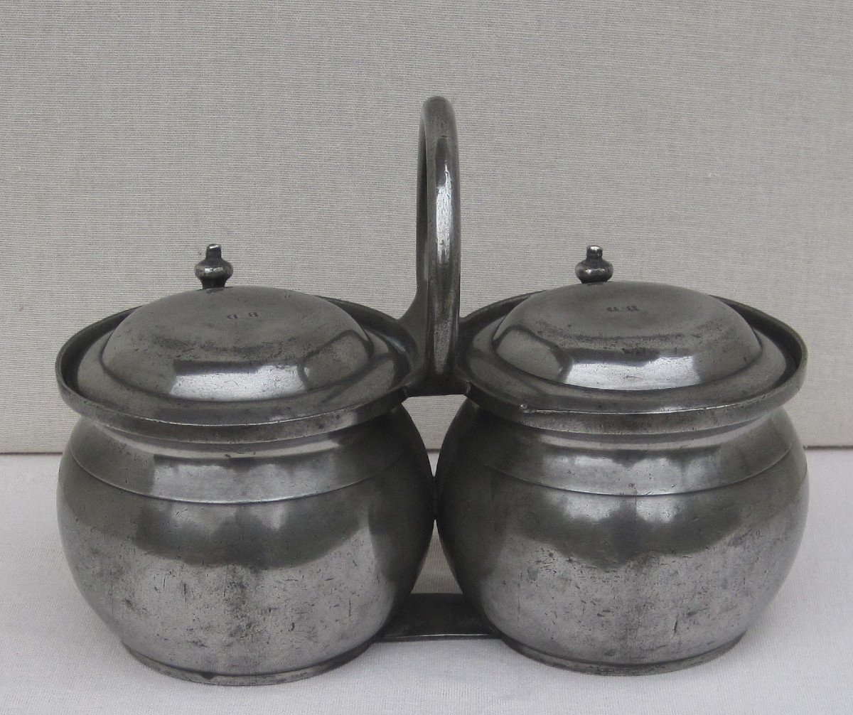 Pewter Double Dinner Holder. Chartres. 19th C.-photo-2