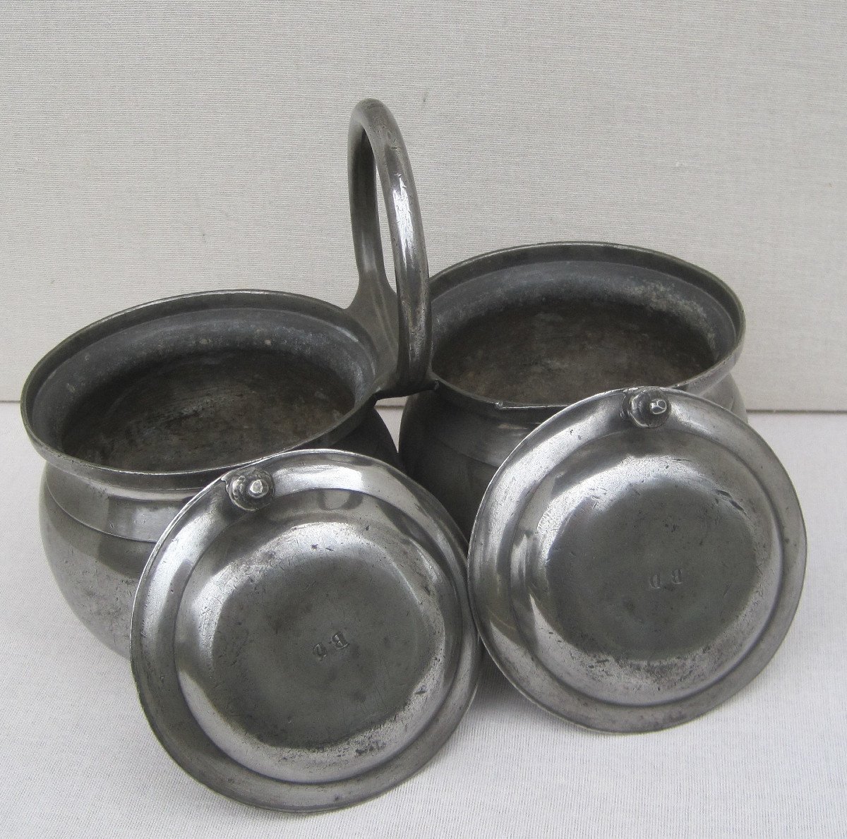 Pewter Double Dinner Holder. Chartres. 19th C.-photo-3