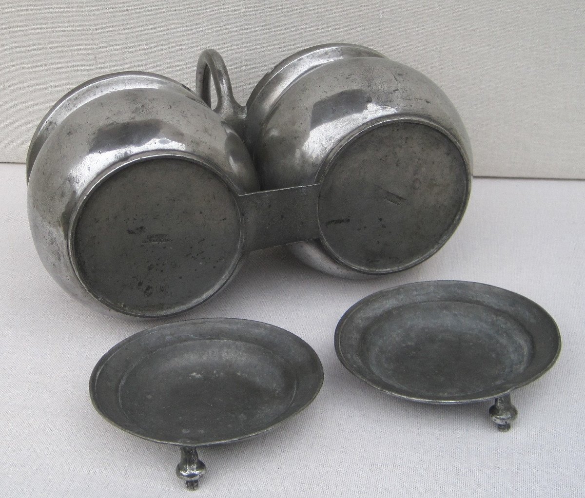 Pewter Double Dinner Holder. Chartres. 19th C.-photo-2