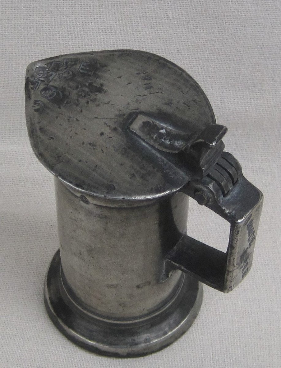 Rare Measurement Of The Metric System Of An Eighth Of A Liter, In Pewter. Early 19th Century.-photo-2