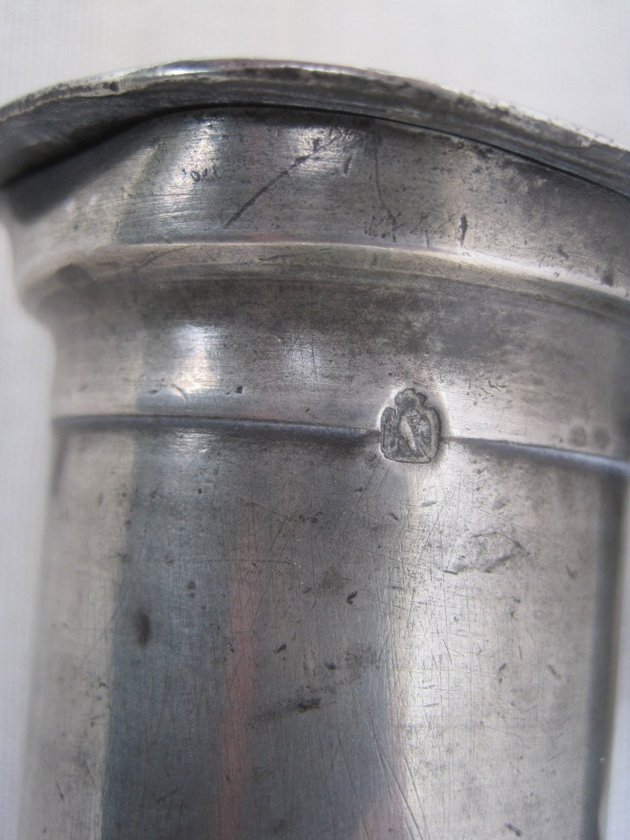 Rare Measurement Of The Metric System Of An Eighth Of A Liter, In Pewter. Early 19th Century.-photo-2