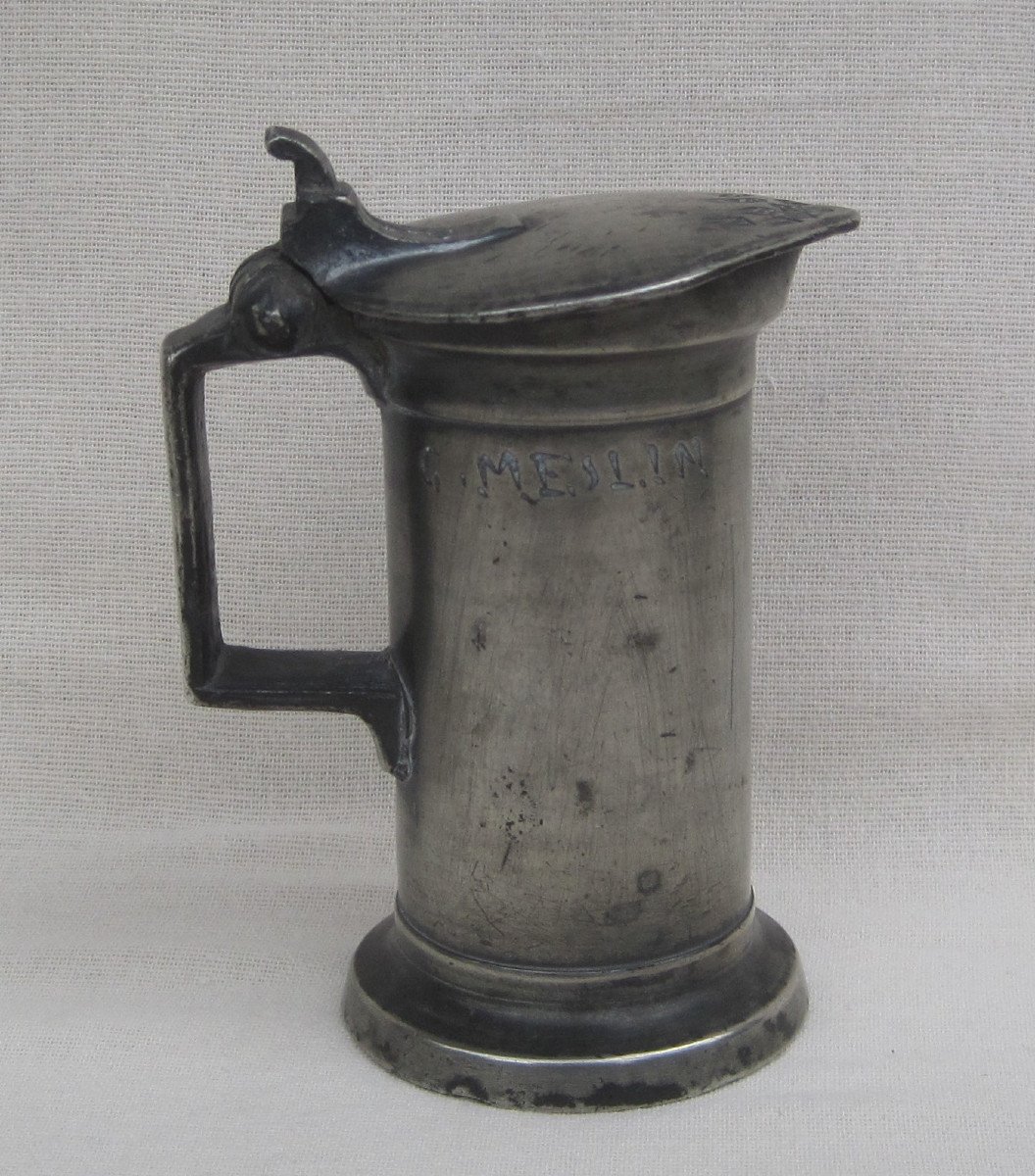 Rare Measurement Of The Metric System Of An Eighth Of A Liter, In Pewter. Early 19th Century.-photo-7