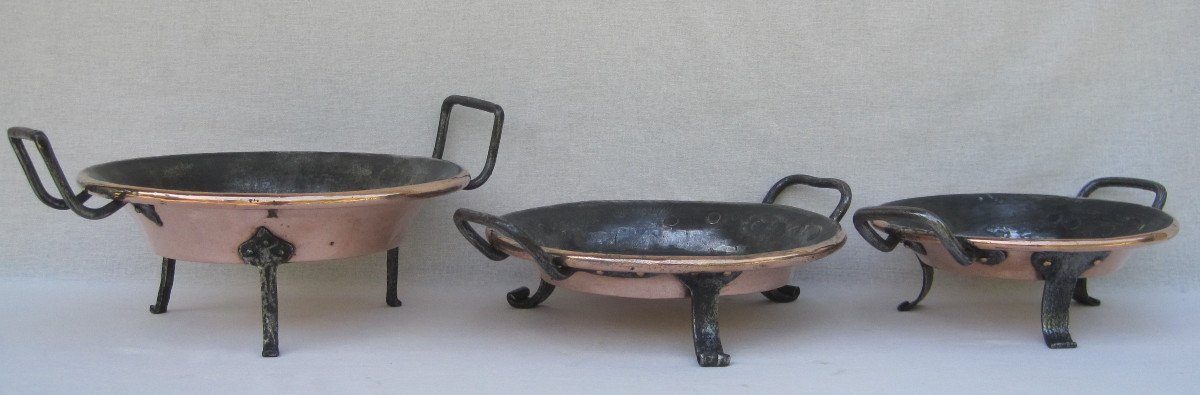 Combination Of 3 Pie Dishes, In Copper. 18th Century.-photo-2