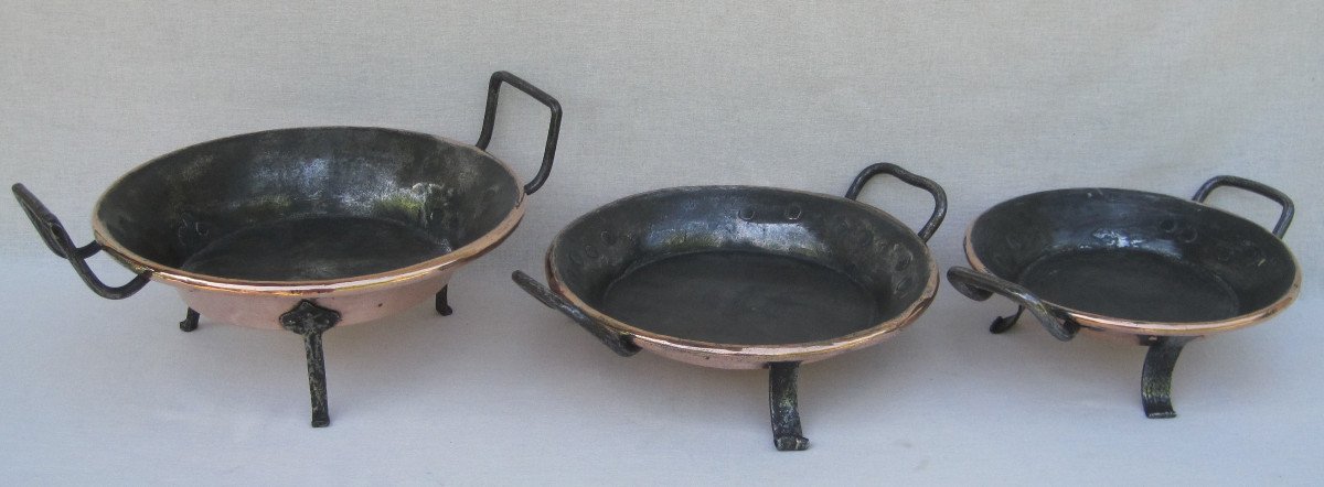 Combination Of 3 Pie Dishes, In Copper. 18th Century.-photo-3