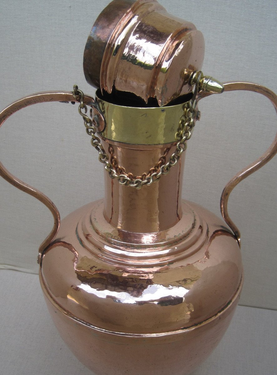 Elegant Jug, Amphora Shape, In Copper. 18th Century.-photo-2