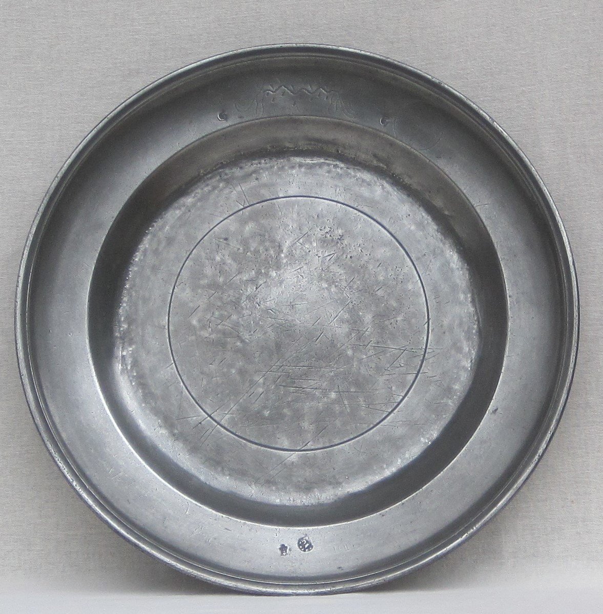 Pewter Dish. Stamps. 18th Century.