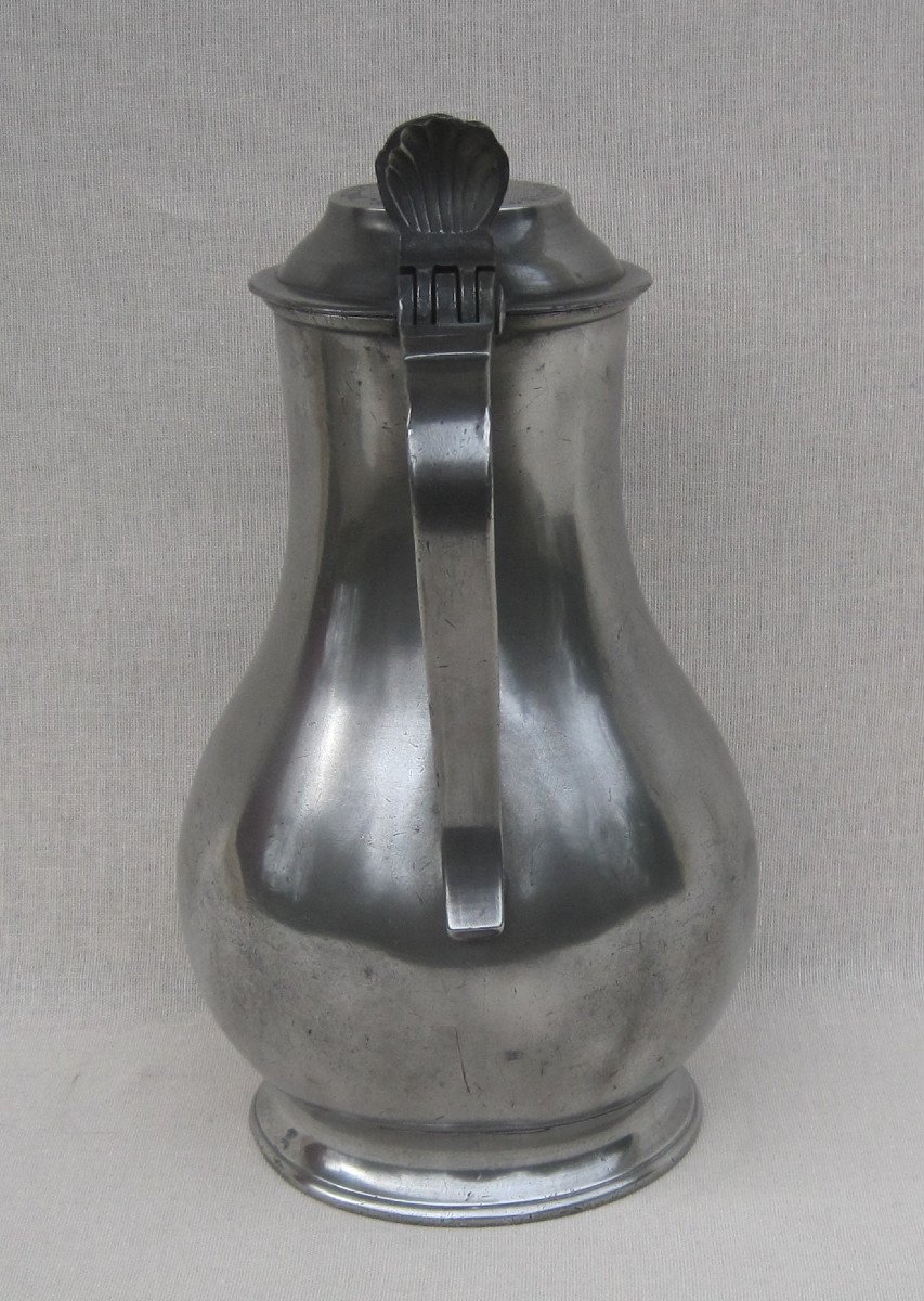 Pewter Dedicatory Pitcher. Cambrai? Early 19th Century.-photo-3