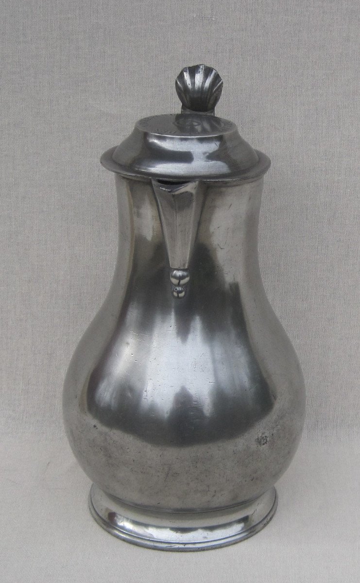 Pewter Dedicatory Pitcher. Cambrai? Early 19th Century.-photo-4