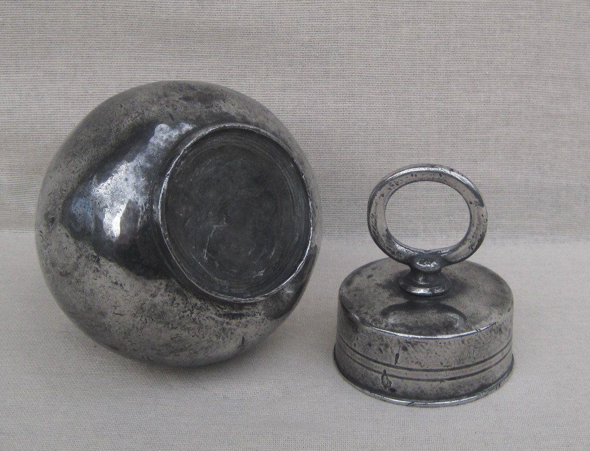 Leeing Ball, In Pewter. Medical Tins. 18th-19th Century.-photo-2