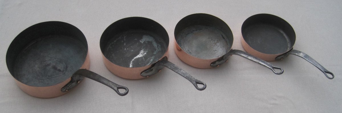 Réunion de 4 SAUTEUSES en cuivre. XIXe s.-photo-3