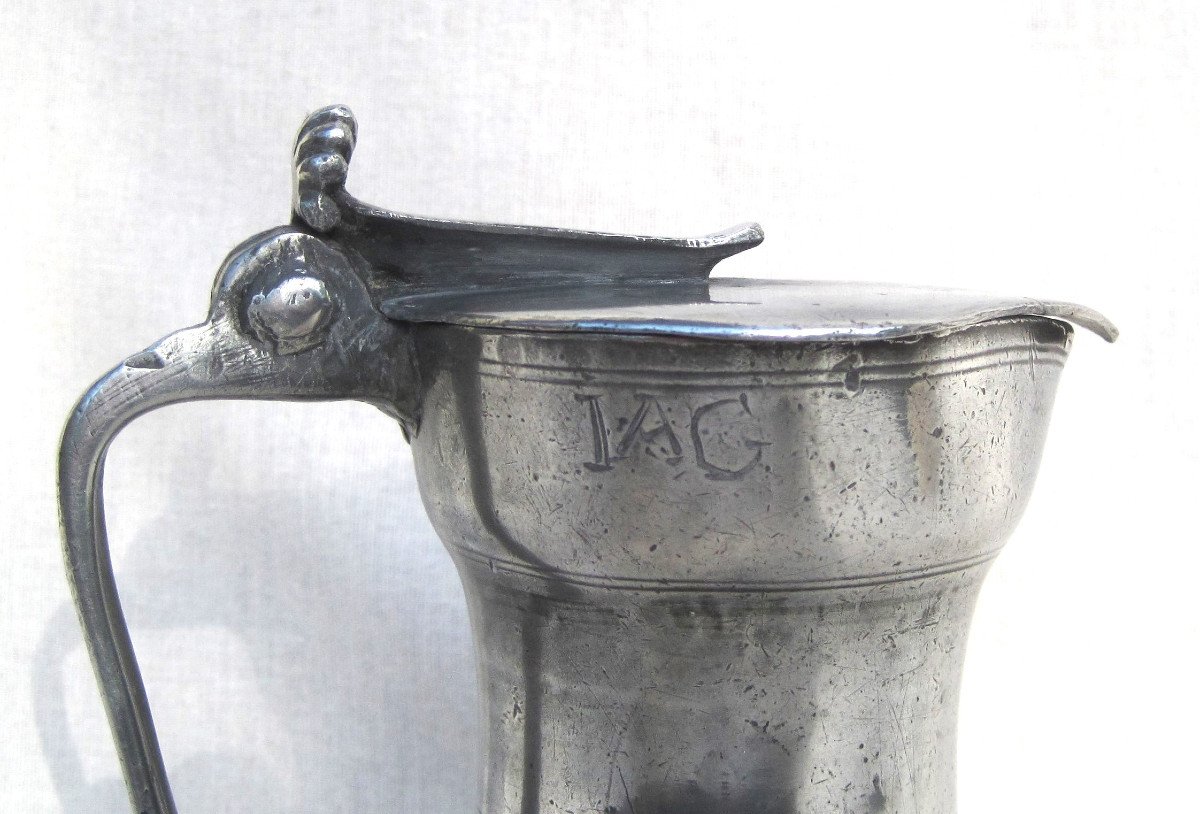 Pewter Pitcher. Loire Valley. 18th Century.-photo-3