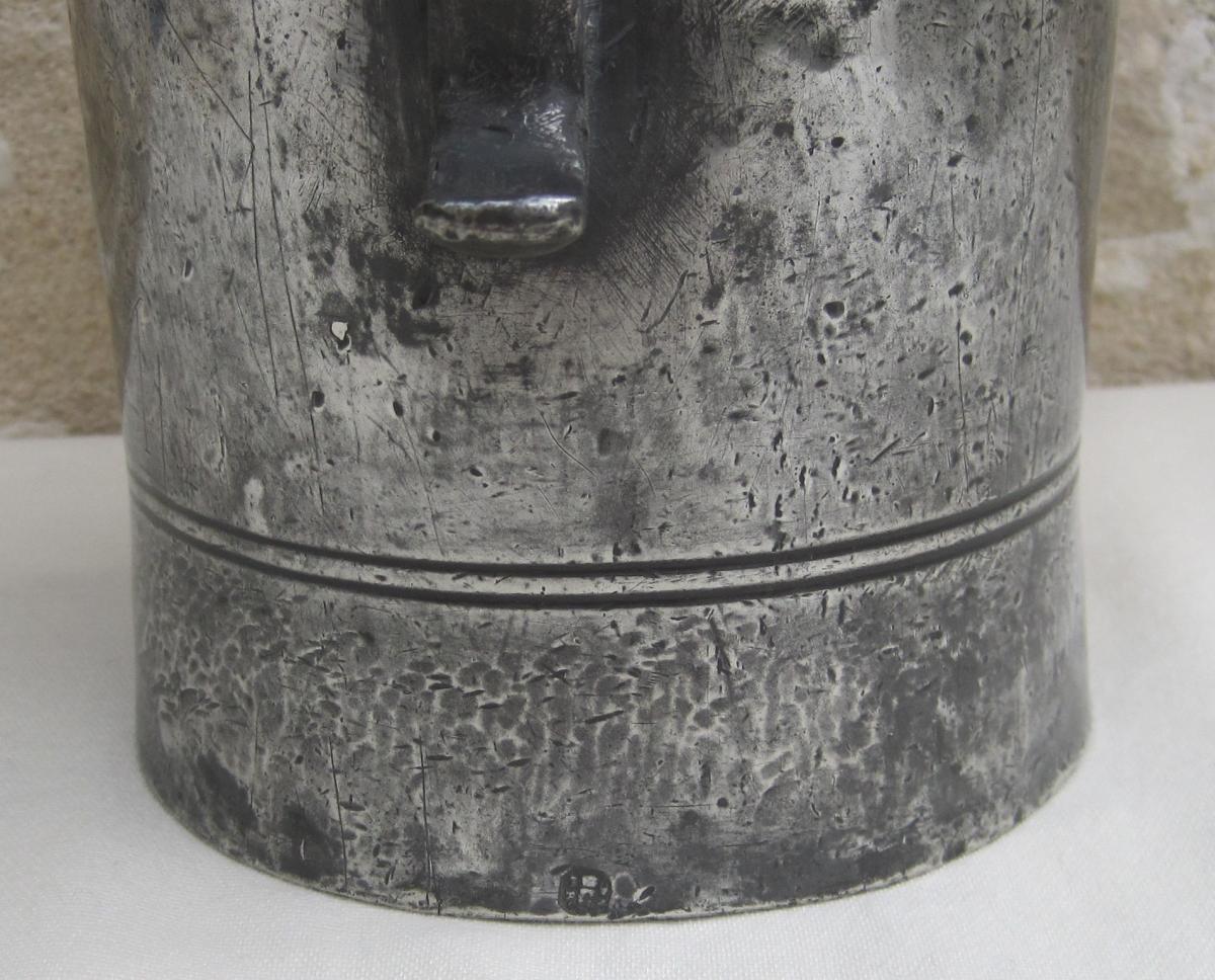 Pewter Pitcher. Rouen. Poinçon Of Queneville 1739.-photo-5