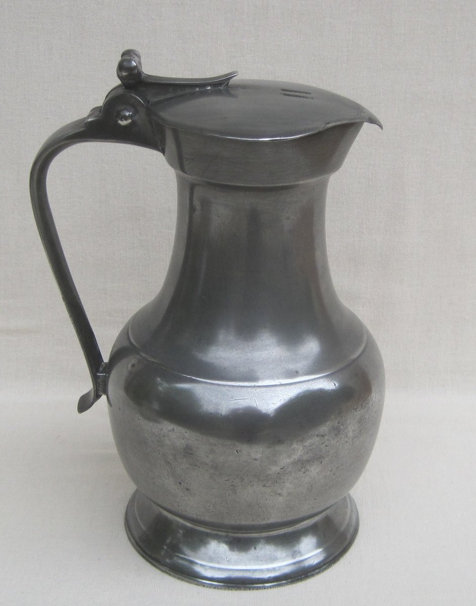 Pitcher In Tin. Le Mans. Early Nineteenth Century.-photo-2