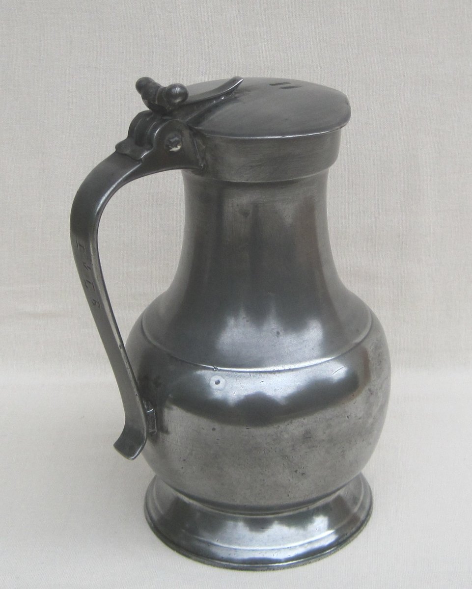 Pitcher In Tin. Le Mans. Early Nineteenth Century.-photo-1