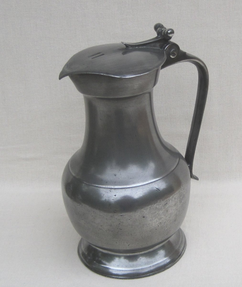 Pitcher In Tin. Le Mans. Early Nineteenth Century.-photo-2