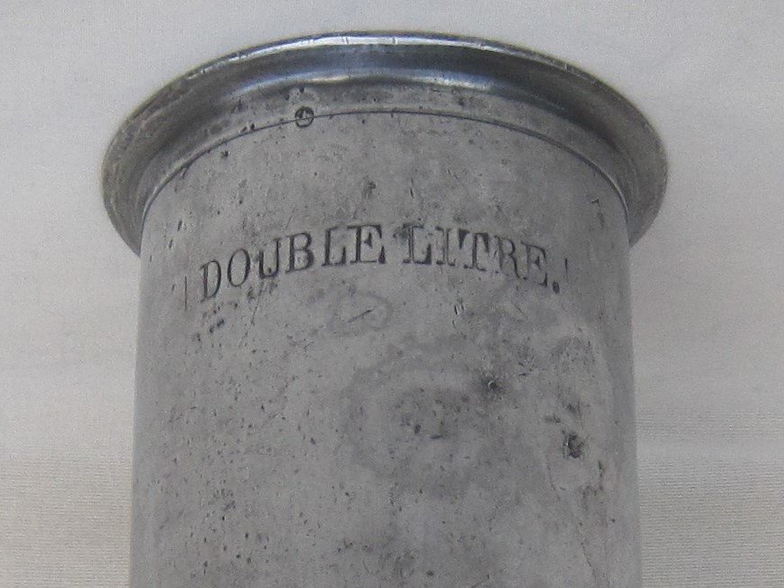 Mesure ouverte de 2 Litres, en étain. PARIS 1865.-photo-1