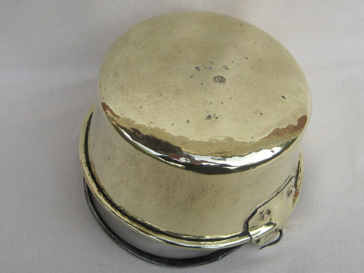 Small Brass Cauldron. R Crowned. 18th Century.-photo-3