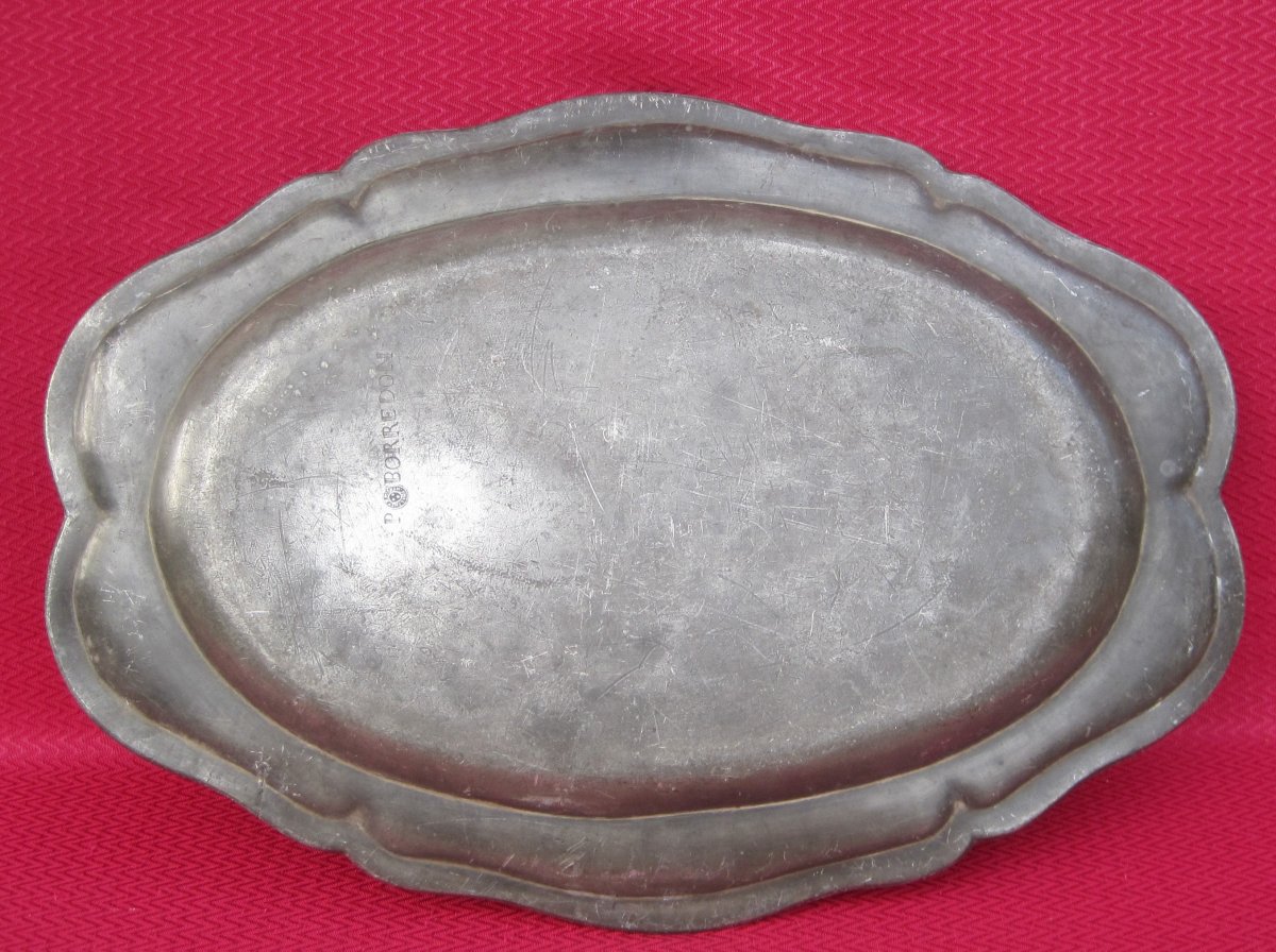 Large Oblong Dish, In Pewter. 46.5 Cm. 18th Century.-photo-4