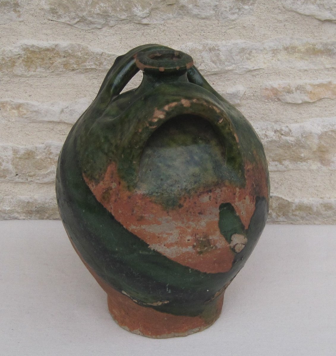 Pottery. Bottle With Loops, Terracotta. Brissard. 19th Century.-photo-2