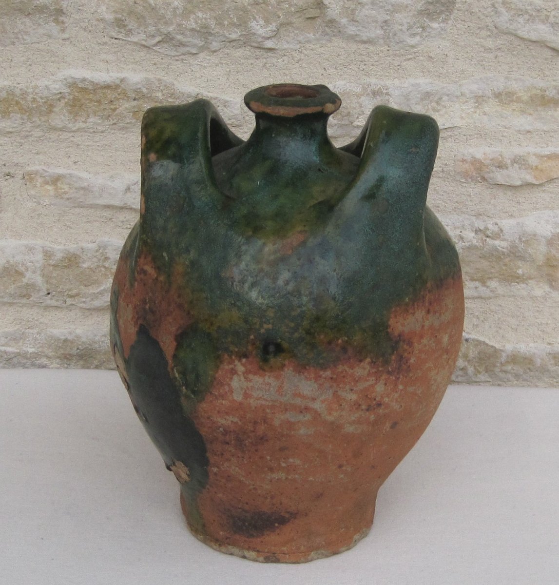 Pottery. Bottle With Loops, Terracotta. Brissard. 19th Century.-photo-1