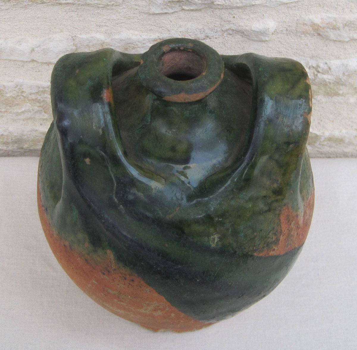 Pottery. Bottle With Loops, Terracotta. Brissard. 19th Century.-photo-5