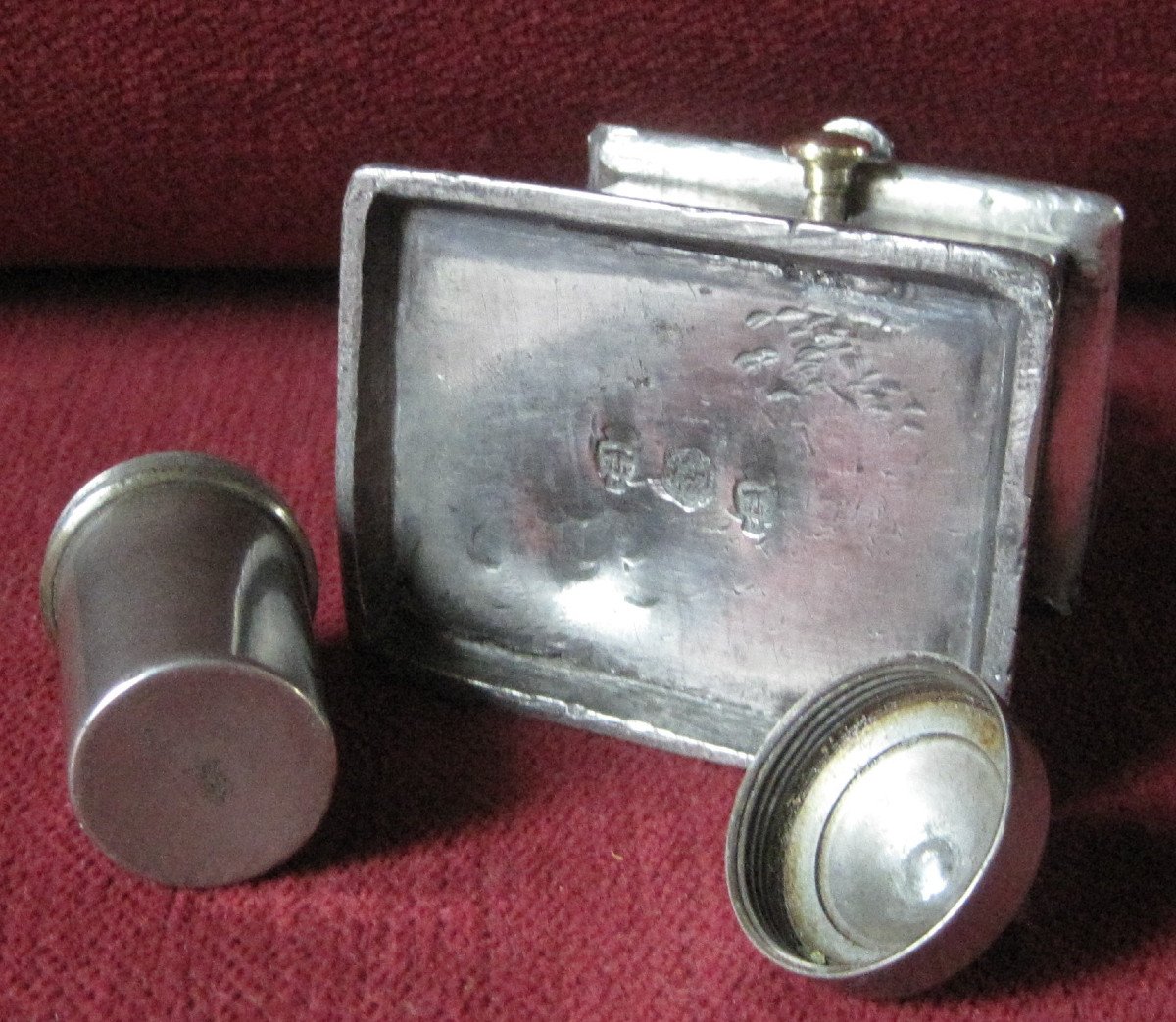 Tin Box, With A Burette, For The Oil Of The Sick. Religious Tins. 18th Century. -photo-3
