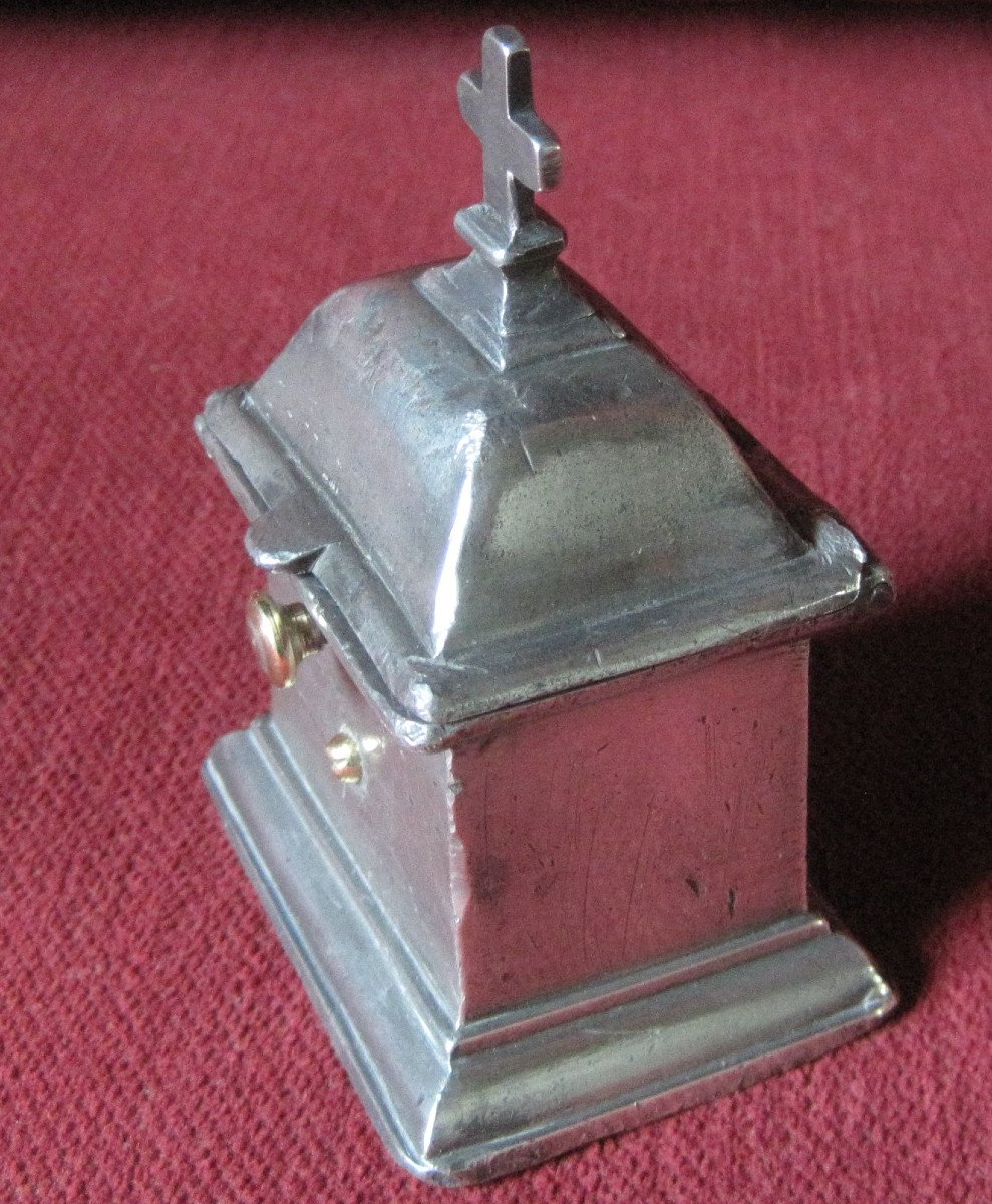 Tin Box, With A Burette, For The Oil Of The Sick. Religious Tins. 18th Century. -photo-2