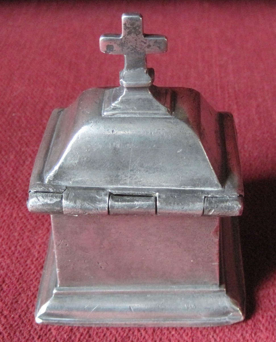 Tin Box, With A Burette, For The Oil Of The Sick. Religious Tins. 18th Century. -photo-3