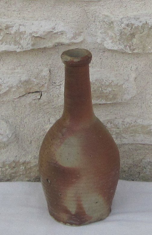 Poterie. Petite bouteille en grès. 17,5 cm. LA PUISAYE. XIXe s.-photo-3