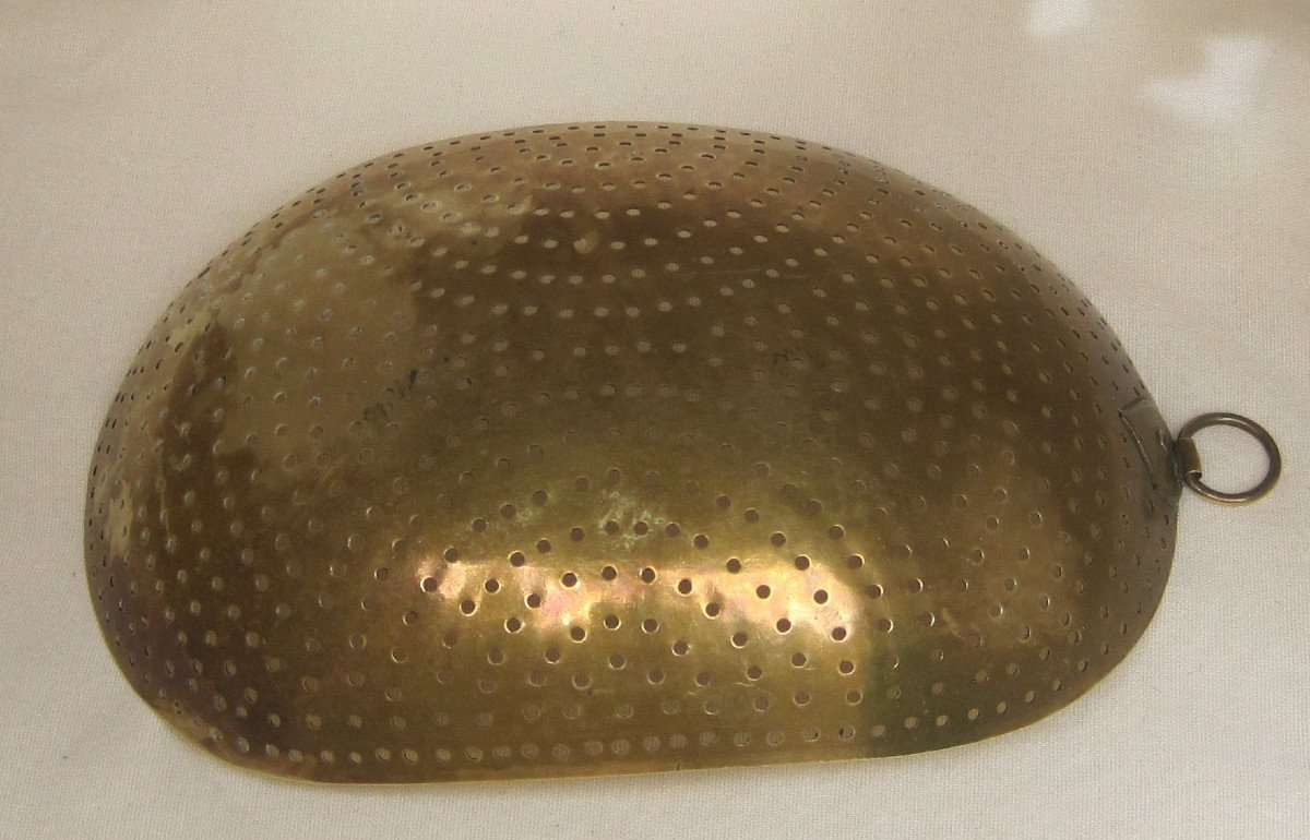 Colander For Skimming, In Brass. Alsace. 19th Century.-photo-4