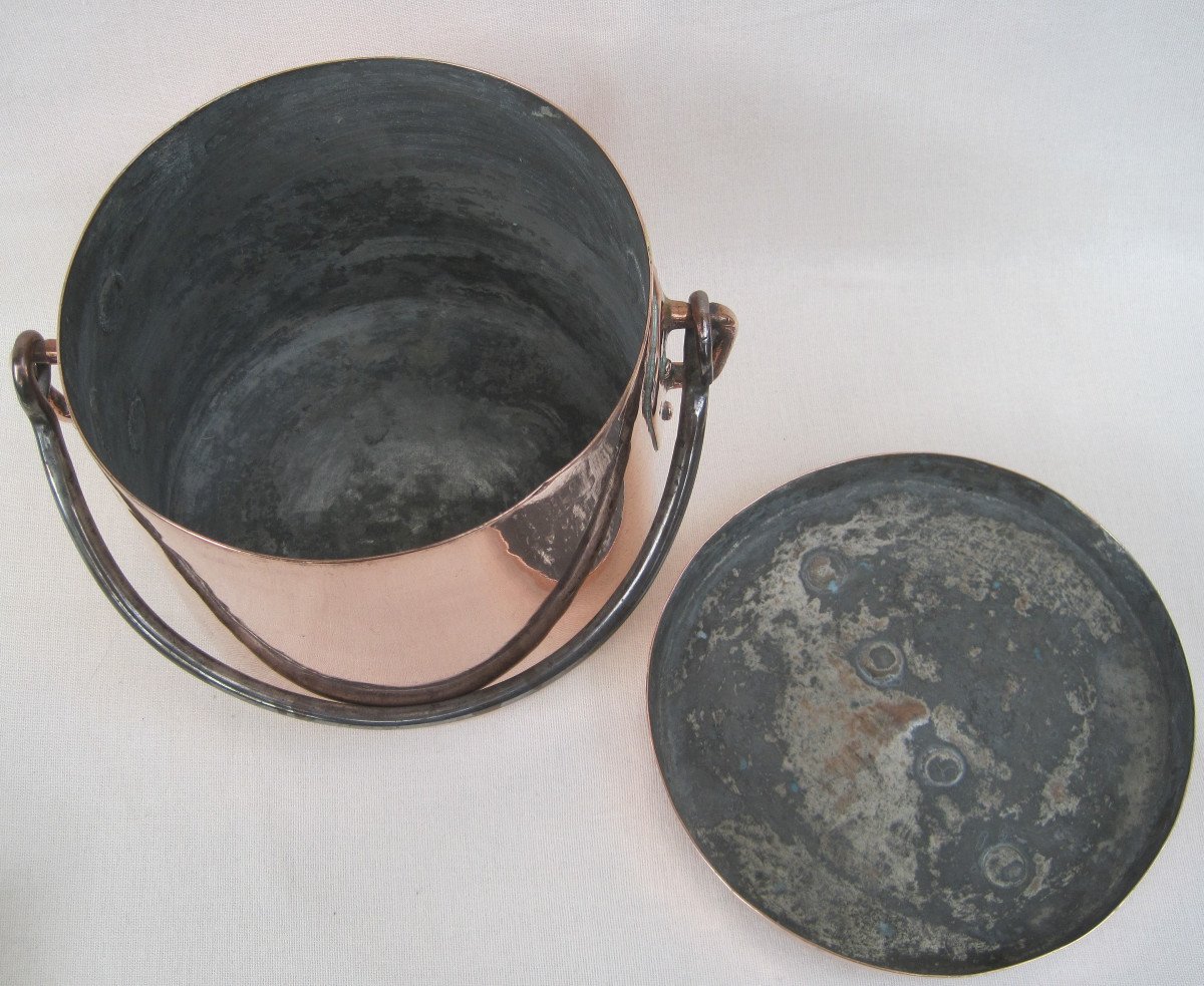 Covered Cauldron - Copper Pot. 18th Century.-photo-4