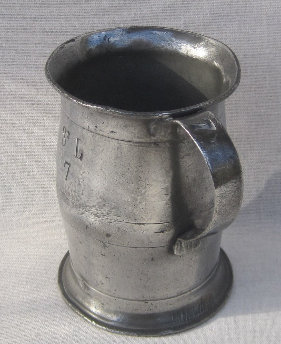 Pot à ration ou à tisane d’HÔTEL DIEU, en étain. XIXe s.-photo-3