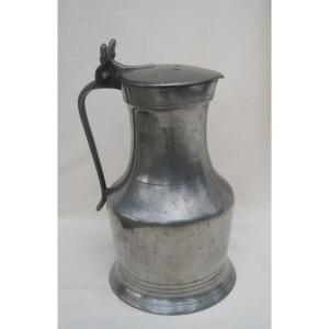 Pitcher In Pewter. Caen. Late 18th-early 19th Century.