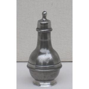 Bottle In Pewter, In 3 Parts. 19th C.