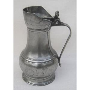 Large Pewter Pitcher. Chartres. Late 18th Century.