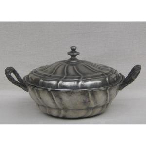 Broth In Pewter. Strasbourg. 18th Century.