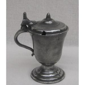 Pewter Mustard Pan. 18th-19th Century.