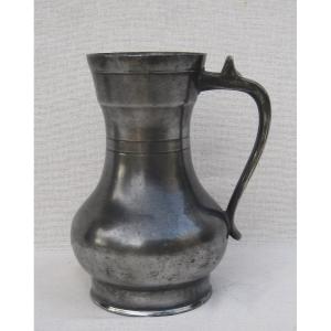 Uncovered Pitcher, In Pewter. 18th-19th Century.