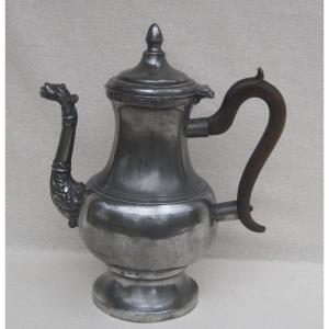 Large Coffee Pot, In Pewter. Belgium. 19th Century.