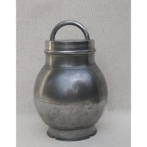 Suspender, Bouillon Pot, In Pewter. Late 19th-early 20th Century.