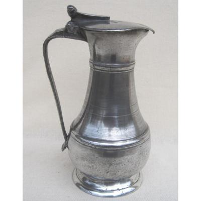 Pewter Pitcher. Vimoutiers. Pierre Devaux. Eighteenth Century