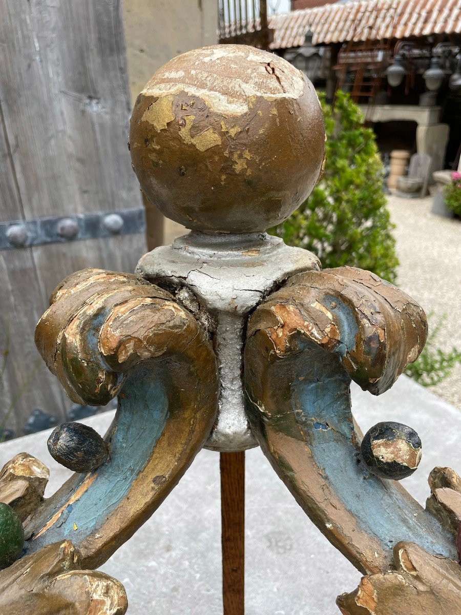 Antique French Wooden Bed Crown 18th Century-photo-4